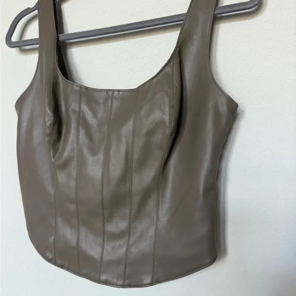 Abercrombie & Fitch Faux Leather Crop Corset Top - Picture 11 of 13